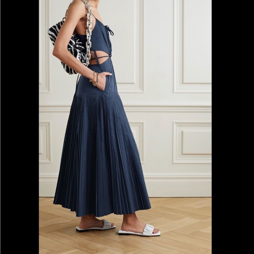 Jonathan Simkhai Remi pleated cutout poplin maxi dress